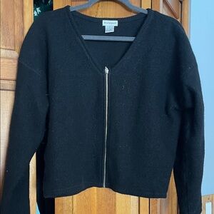 Weathervane Black V-Neck Zippered Sweater